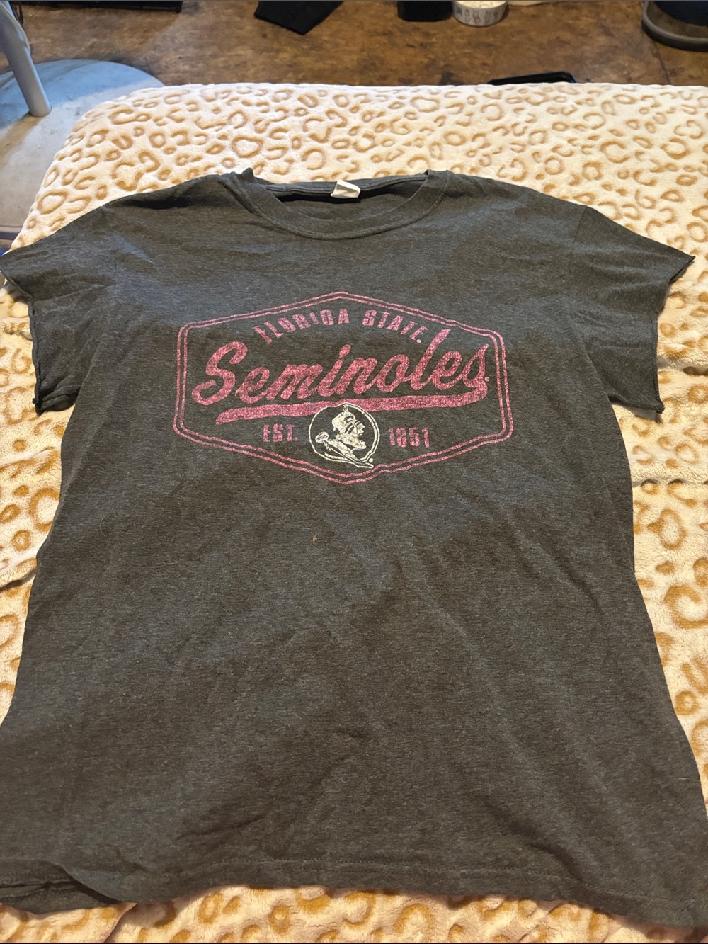 Hanes Dark Gray T‑Shirt with Pink Seminoles Logo